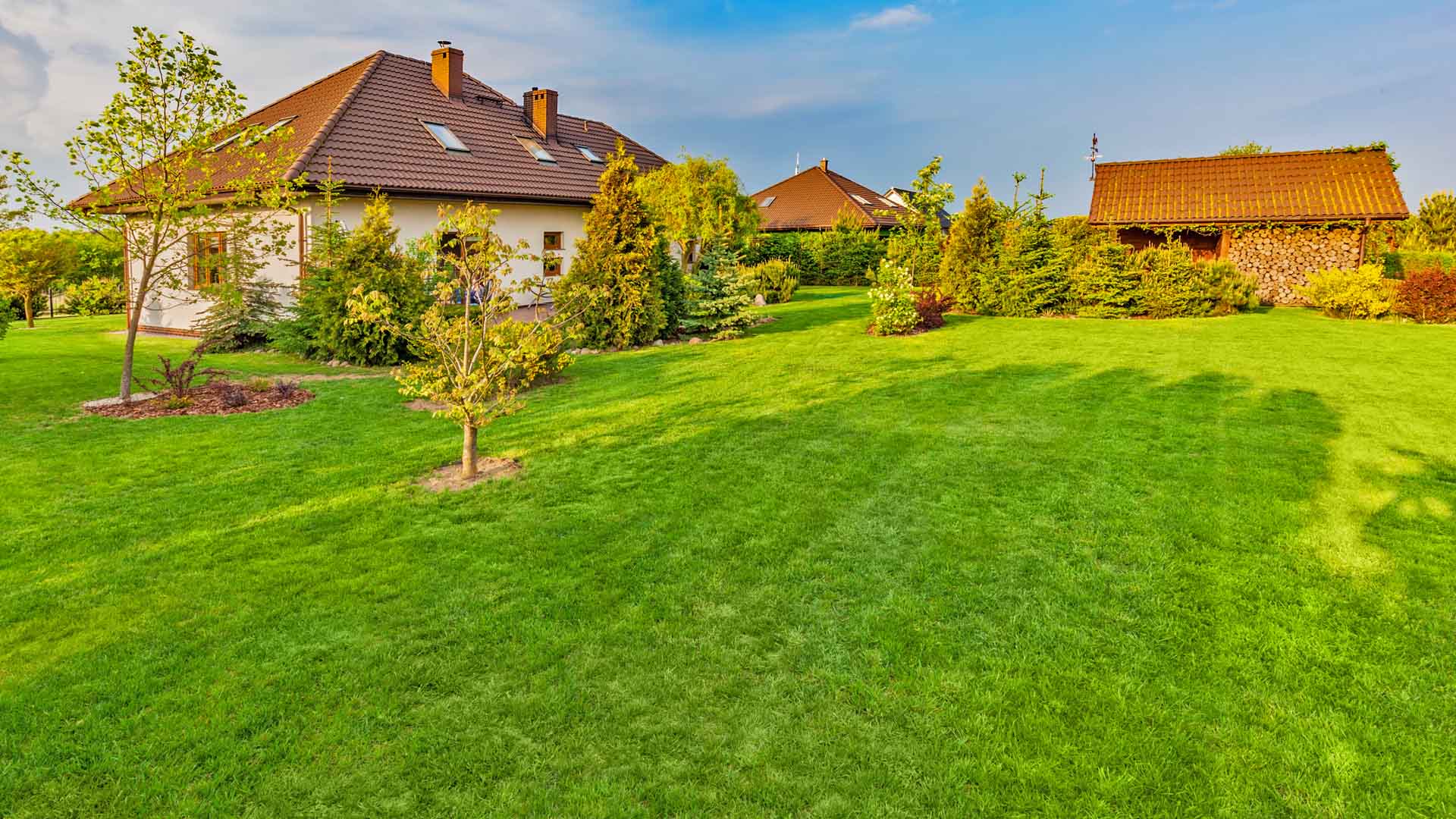 Residential yard after a spring clean up in Milwaukee, Wisconsin.